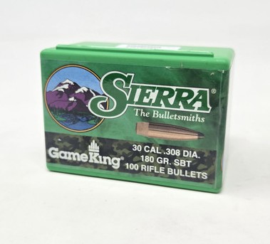The Sierra Bullets Reloading Points GameKing SBT .30 Cal 180gr is a hunting bullet designed to provide reliable accuracy and effective terminal performance. Featuring a Spitzer Boat Tail (SBT) design, it reduces drag and improves aerodynamics, helping the bullet maintain higher velocity, deliver greater energy on impact, and produce a flatter trajectory with less wind drift. The precision?formed copper jacket and lead core promote controlled expansion and dependable penetration on game, making it a popular choice for reloaders using .30?caliber rifles. These bullets are intended for reloading purposes and are not loaded ammunition. (Brownells Europe)