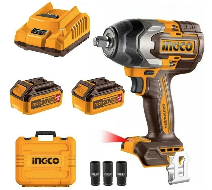 The Ingco cordless brushless 20V PS+ 500Nm impact wrench (Skillcraft) is a powerful and efficient tool designed for heavy-duty fastening and loosening applications. Featuring a high-performance brushless motor, it delivers up to 500Nm of torque while ensuring longer runtime and reduced maintenance. Its cordless design provides maximum mobility and convenience, making it ideal for both professional and DIY use in demanding environments.