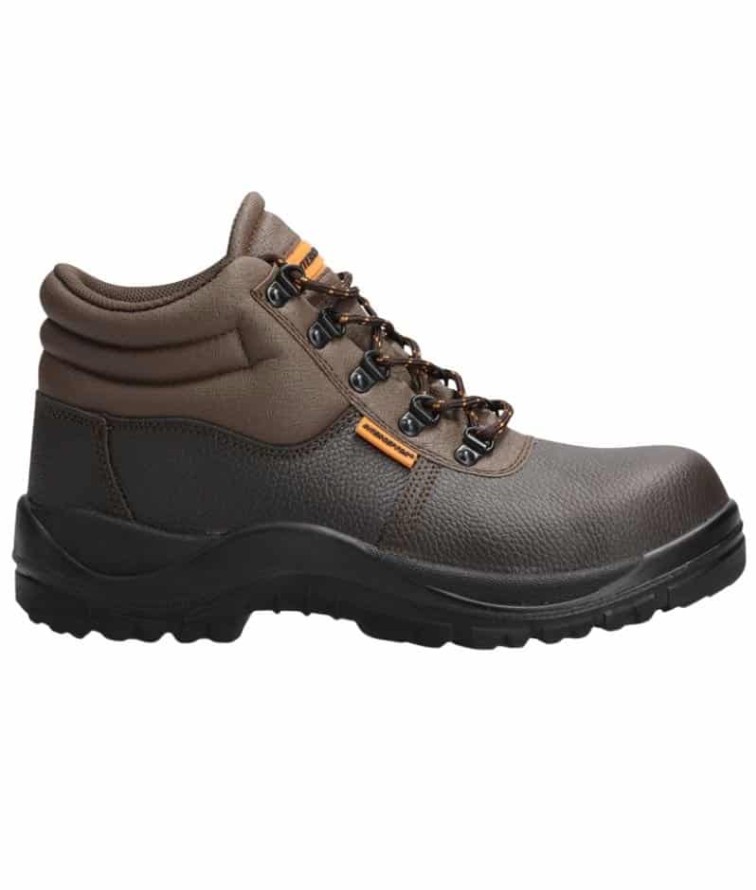 Comfort plays an important role in the choice of boot for those who wear them the entire day. This long-wearing boot is designed for your work performance and success. Specially constructed for superior comfort and durability with a bartan-print split leather upper, a padded collar and padded tongue, a full moisture-wicking lining to help keep your feet dry and comfortable during work hours, a new improved moulded, padded and removable sock liner, a steel shank, a 200J impact resistant steel toe cap, an a dual-density PU sole. Its a hard working safety boot offering great stability and is easy on your feet.
