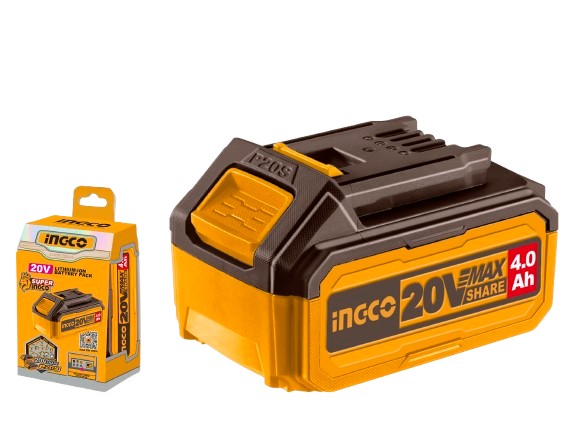 Voltage: 20V. Lithium-Ion 4.0Ah battery pack. LED battery power indicator. One battery fits all P20S multiple tools. Packed by colour box.