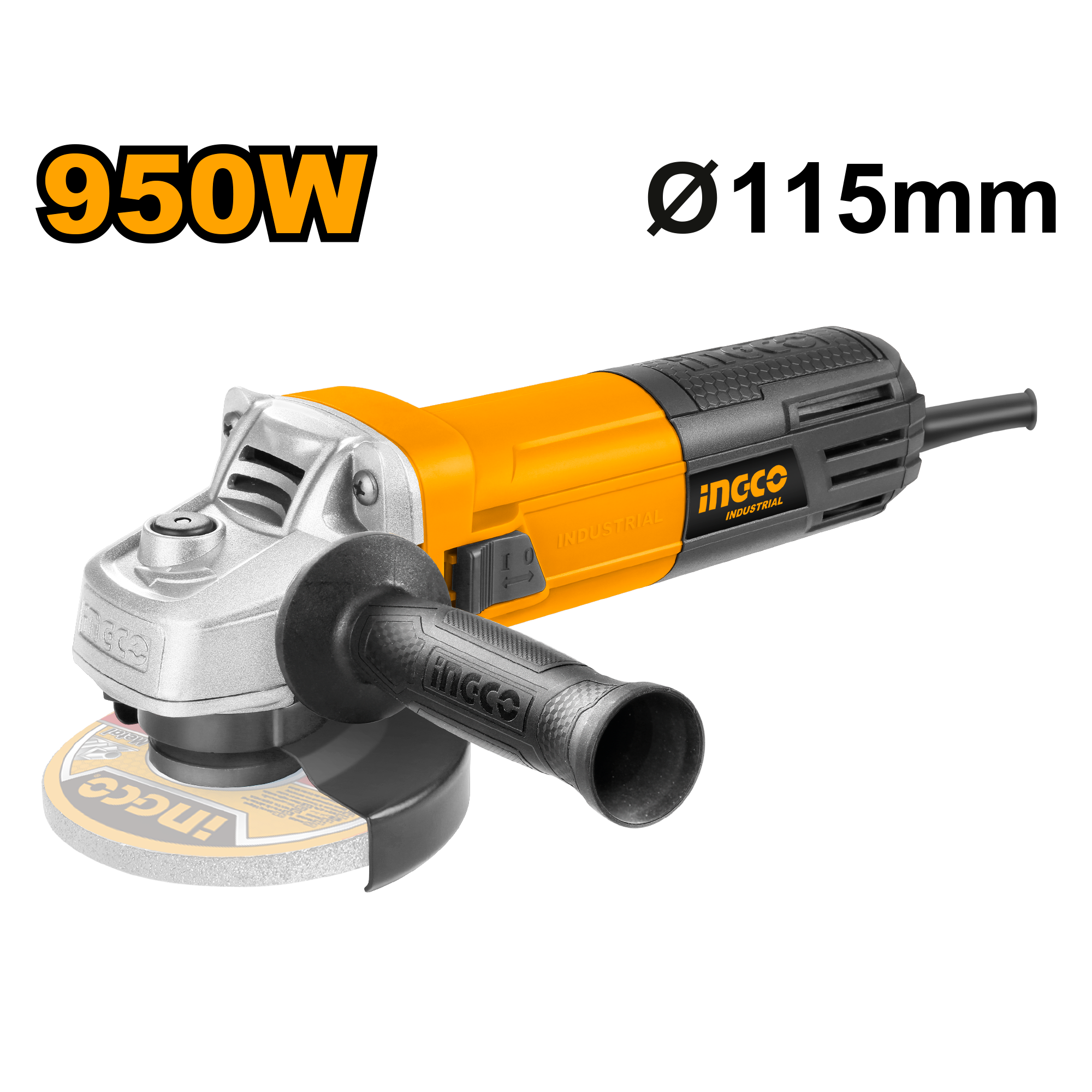 Voltage: 220 - 240V ~ 50/60Hz. Input power: 950W. No-load speed: 11 000 rpm. Disc diameter: 115 mm. Spindle thread: M14. Includes: 1 x auxiliary handle. Discs not included.