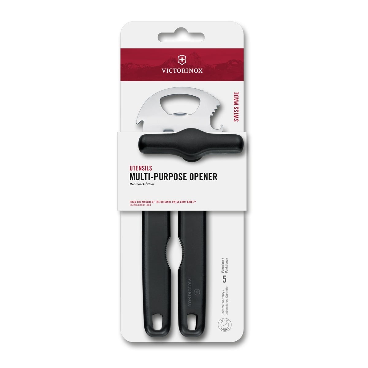 Keeps your fingers safe and your kitchen counter clean: our compact Universal Can Opener belongs in any well-equipped kitchen. Its sleek design adds a touch of elegance to your cooking, while its durable construction ensures that it will last for years to