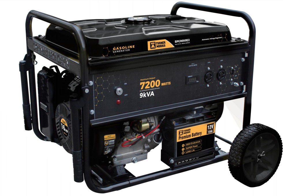 The 9kVA 220V Electric Start Generator delivers reliable power for home, business, and site applications. Powered by a 16hp engine, it provides a maximum output of 9kVA (7200W) with a continuous output of 29A and a maximum surge current of 32.7A. Operating at 50Hz and 3000RPM, it offers dependable performance with a G1 performance class rating and IP23M protection. The electric start system ensures quick and easy operation, making it ideal for backup and portable power needs.