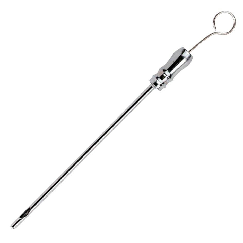 This durable stainless steel needle is fitted with an olive connector and measures 8.5 cm in length, making it suitable for reliable and efficient use in a variety of agricultural and veterinary applications.