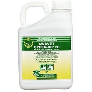 Swavet Cyper-dip 20 is used to control ticks and kill lice on cattle, while also helping to manage nuisance flies and biting flies. In addition, it is effective in controlling ticks on horses.