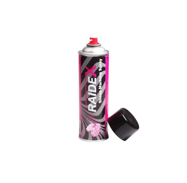 The Marking Aerosol Pink Raidex Swavet is a pressurised spray can used for the quick and visible marking of livestock. It is supplied in a convenient aerosol format that allows easy application for identifying animals in agricultural settings. The product is designed for efficient use in handling cattle, sheep, and pigs, providing clear and durable markings.