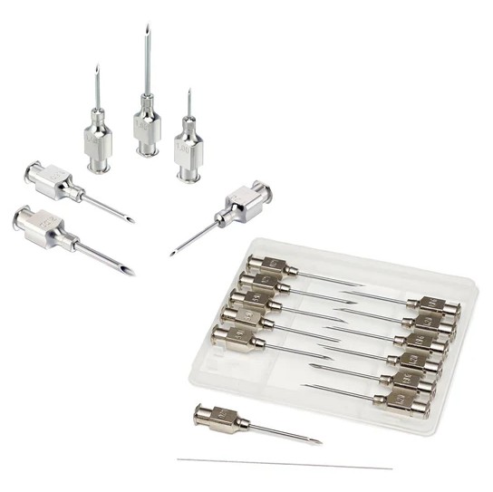 These high-quality stainless steel Luer Lock needles are designed for durability and dependable performance in professional use. Each pack includes a pin cleaner to help clear blocked needles, ensuring continued functionality. For improved traceability and efficient inventory management, every packet and size is individually barcoded.