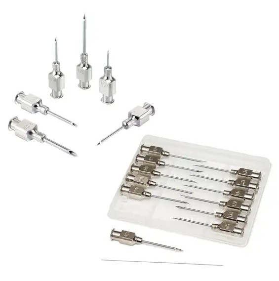 These Luer Lock needles are manufactured from high-quality stainless steel to ensure durability and reliable performance. Each pack includes a pin cleaner for clearing blocked needles, and every packet and needle size is individually barcoded for easy identification and inventory management. The needles are supplied in packs of 12.