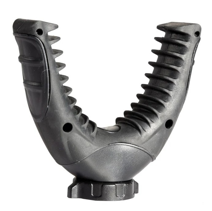 The U-Yoke Shooting Rest converts any tripod, bipod, or monopod with a standard 1/4"-20 thread into a stable shooting platform. Its lightweight, compact design is easy to carry and quick to attach, providing improved stability and shot accuracy in the field or at the range. Non-marring support fins securely cradle the rifle's forend without damaging the finish, ensuring a consistent shooting position. Ideal for hunting, target shooting, and long-range applications where reliable support is essential.