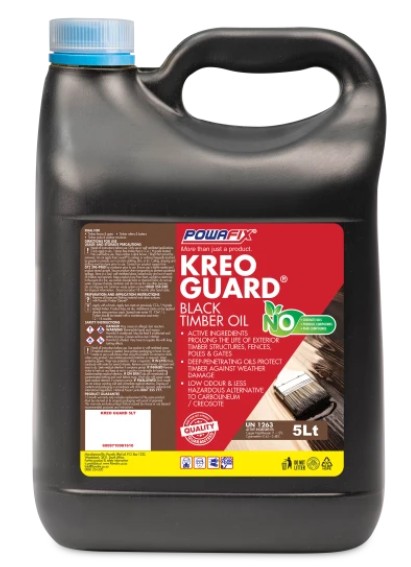 Powafix Kreo Guard is a high-performance timber oil made from recycled natural oils, designed to protect and extend the life of exterior timber. Its deep-penetrating formulation provides long-lasting protection against weathering while offering a lower-odour, less hazardous alternative to traditional creosote-based products.