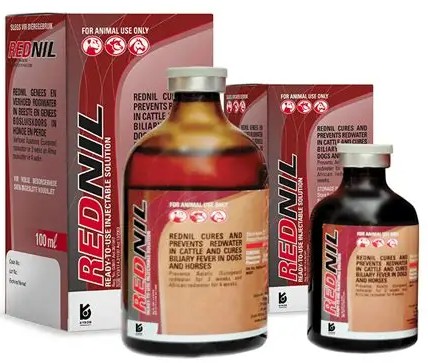 Cures and prevents redwater in cattle and cures biliary fever in dogs and horses. Prevents Asiatic (European) redwater for 2 weeks and African redwater for 4 weeks.