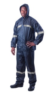 Rain Suite with Reflective Tape Navy L Vulcan