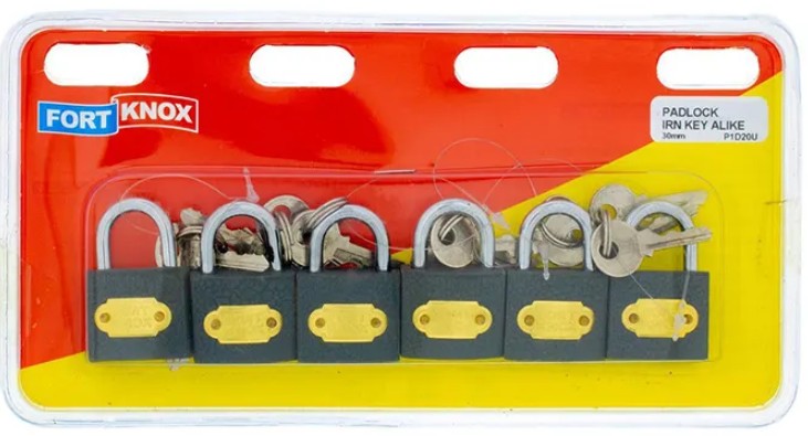 Iron padlock mainly for indoor use.