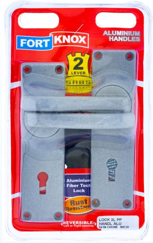2 Lever aluminium lockset, more rust resistant, mainly used for indoors, satin chrome colour.