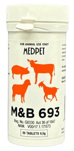 M&B 693 tablets for animal use.