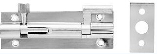 Barrel bolt necked 75mm solid brass chrome steel chrome plated finish & incl screws.