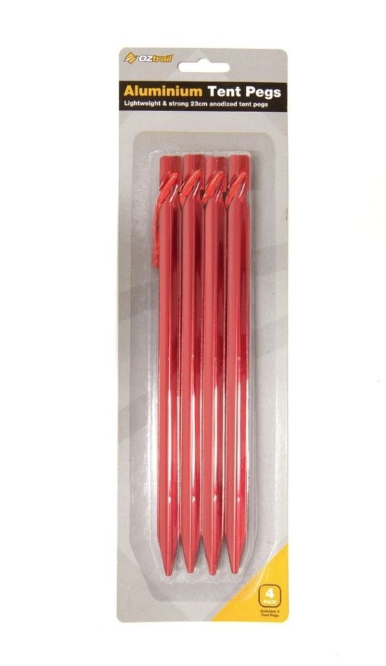 Secure your shelter with confidence. The Oztrail Anodized Aluminium Peg Set is a reliable, all-purpose solution for anchoring tents, tarps, and gazebos. Made from lightweight yet durable anodized aluminium, these pegs deliver an excellent strength-to-weight ratio�tough enough for rugged conditions but easy to pack and carry. At 23cm long, they offer solid hold while remaining compact for transport and storage.A must-have for campers, hikers, and outdoor adventurers who need dependable, lightweight gear.