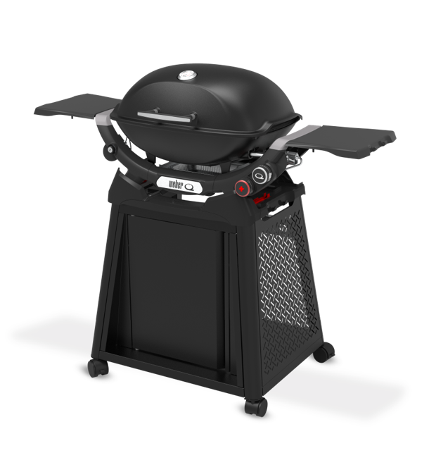 Discover new cooking possibilities with the versatile Q 2800N+ Premium Cart gas barbecue, which features an all-new Plus (+) burner for a wider range of cooking temperatures. From slow-cooking tender, succulent ribs at low heat to searing steaks to perfection at high temperatures, this barbecue heats up quickly and maintains consistent heat for exceptional results. High-efficiency burners, enameled cast iron cooking grates, and a heat deflector work together to ensure even cooking and reliably delicious food. With a 14% larger cooking area than previous models and 37% more space under the tall, domed lid, it offers ample room for grilling and roasting larger portions. The improved enclosed metal cart includes a front door for easy access to the gas cylinder and accessory storage, while four locking casters make positioning and moving the barbecue simple and convenient.