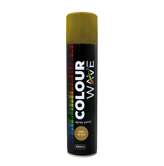 Introducing colour wave Metallic 18K Gold Spray Paint (300ml), a dazzling choice for enhancing your creative projects. This metallic spray paint delivers a rich shimmering effect that elevates any surface, making it ideal for a wide range of decorative and creative applications.