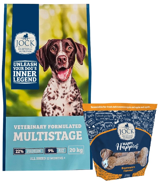 Suitable for adult and active dogs, Jock Multistage is formulated to get active dogs' tails wagging. Using only the Best, carefully selected ingredients, it provides a complete balanced nutritional diet, specifically geared towards the daily health of dogs with a zest for life.