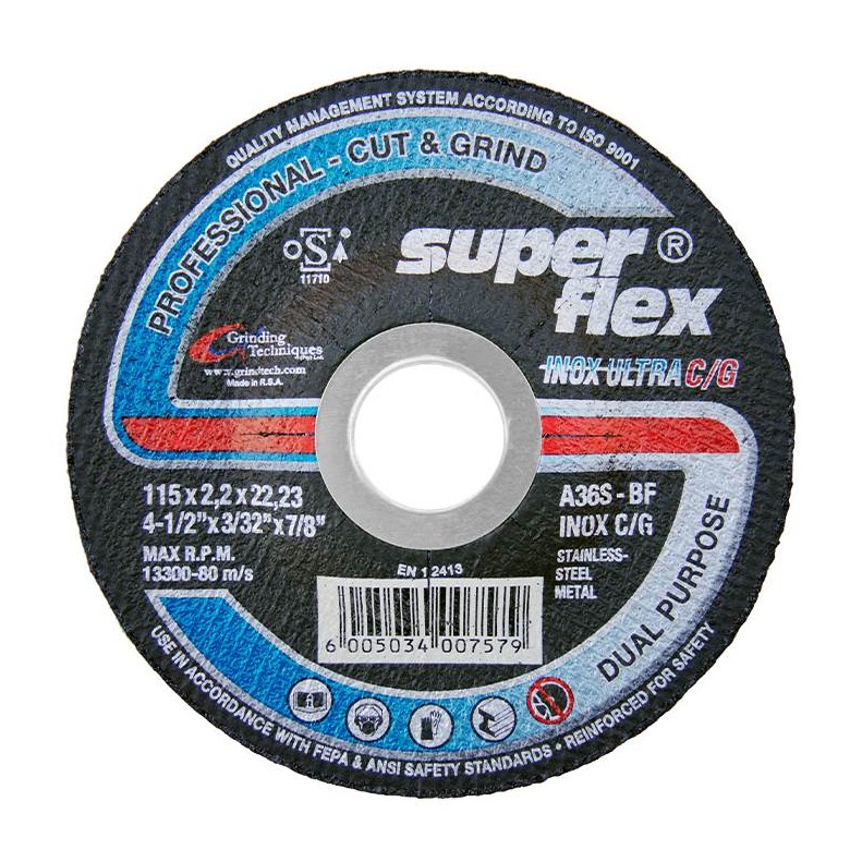 Superflex Cutting and Angle Grinding Discs are manufactured in South Africa in accordance with the highest international OSA and ISO standards. Produced using advanced manufacturing methods and premium-quality raw materials, these discs are specially formulated to meet the demands of South African working conditions. The result is a value-for-money product that delivers enhanced productivity, efficiency, and overall economy.