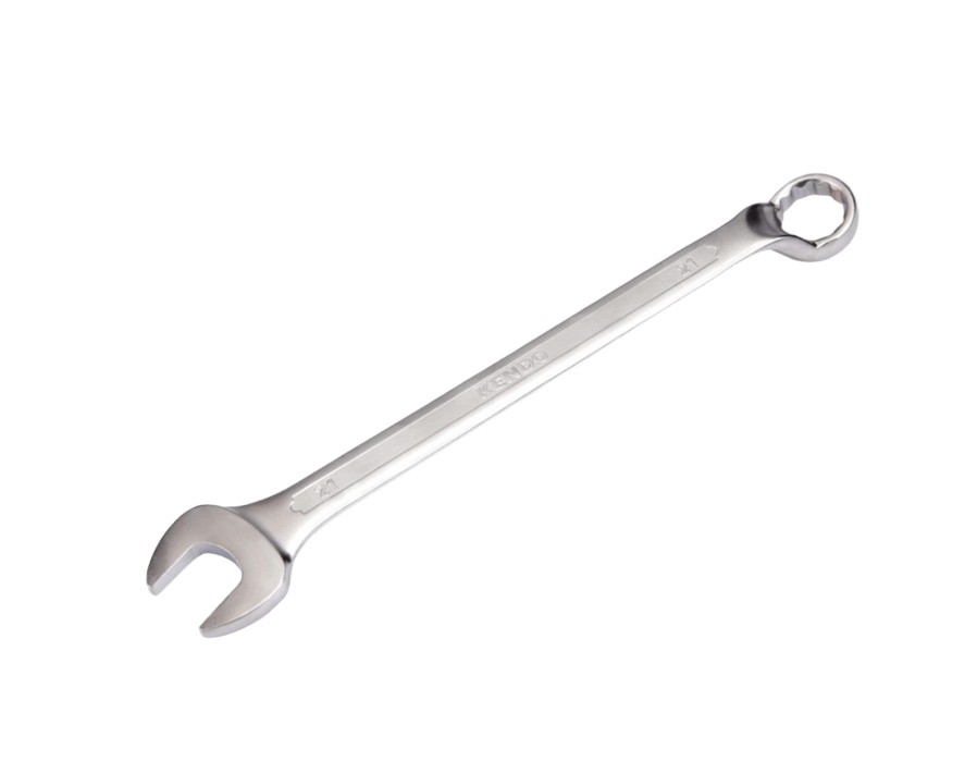 This tool is crafted from high-quality forged Chrome Vanadium (Cr-V) steel and features a 15� offset in line with DIN standards for precise and effective use. The satin chrome plating protects against corrosion, ensuring durability and long-lasting performance.