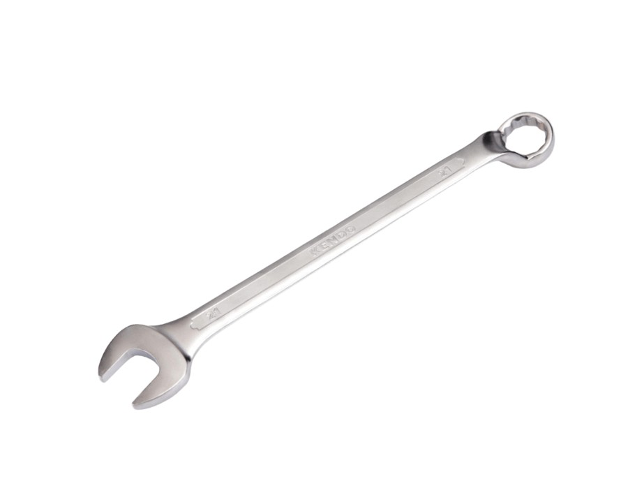 This tool is crafted from high-quality forged Chrome Vanadium (Cr-V) steel and features a 15� offset in line with DIN standards for precise and effective use. The satin chrome plating protects against corrosion, ensuring durability and long-lasting performance.