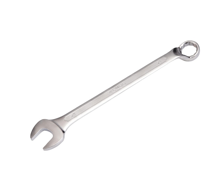 This tool is crafted from high-quality forged Chrome Vanadium (Cr-V) steel and features a 15� offset in line with DIN standards for precise and effective use. The satin chrome plating protects against corrosion, ensuring durability and long-lasting performance.