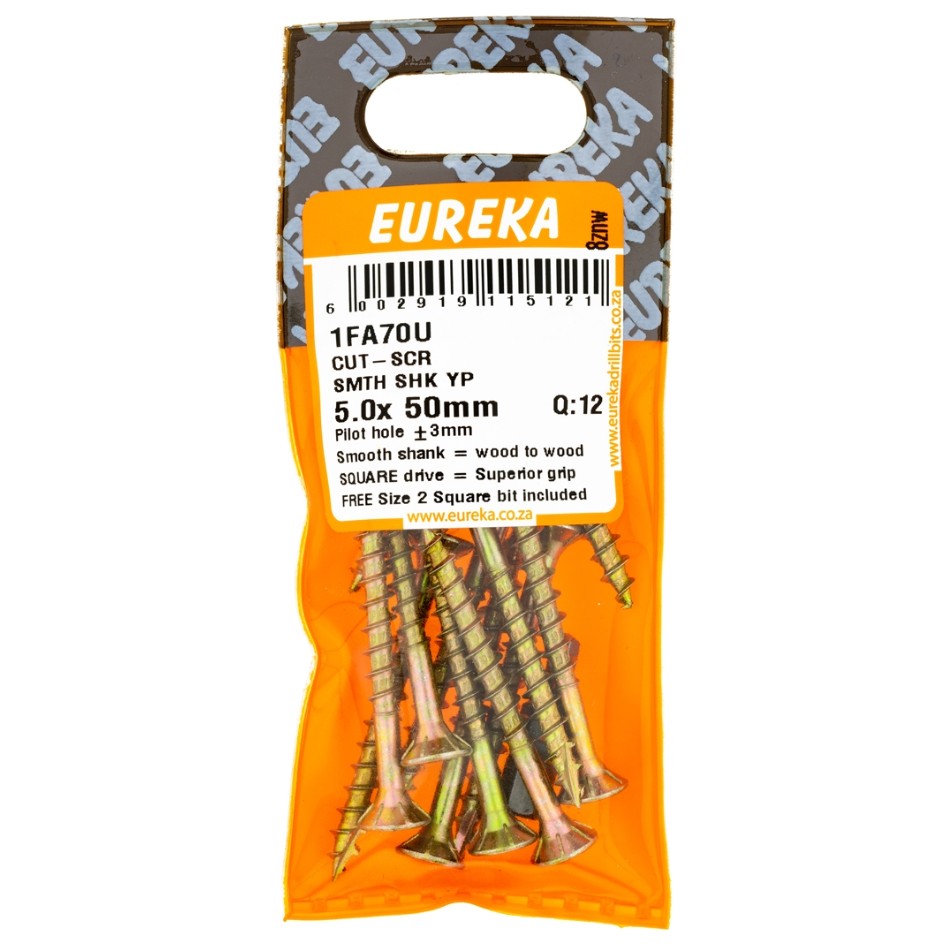 Cut screw smooth shank screws are designed with a wood-cutting point (T17), allowing them to cut directly into wood without the need for pilot holes in softwood.For screws sized 3mm to 4mm, no pilot hole is necessary.These screws are compatible with correctly sized square bits that fit snugly into the screw drive, ensuring:Minimal strippingOne-handed operationIncreased gripQuicker job completion.&nbsp;Additionally, all screws are coated in Class 3 yellow passivation, providing excellent rust resistance.