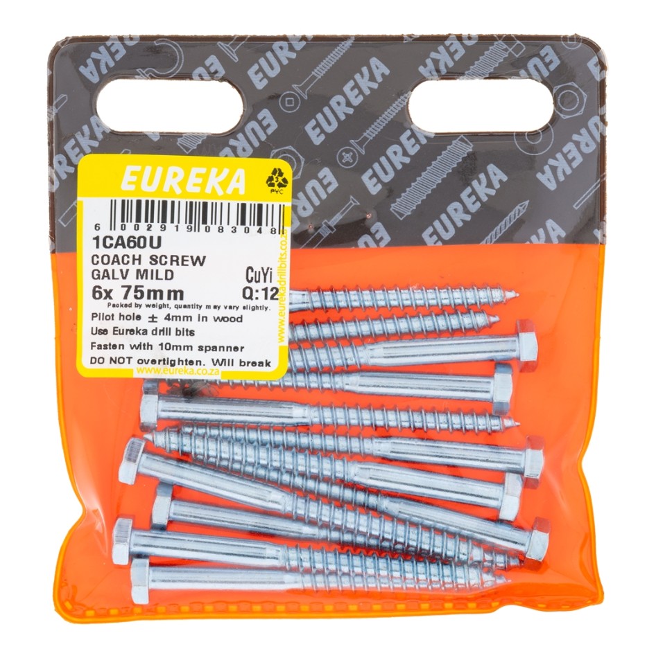 Coach screws, also known as lag screws, are heavy-duty fasteners designed for securing large, heavy objects to wood or masonry.They feature a hexagonal head for easy turning with a wrench or socket, and a thick, coarse threaded shank for strong holding power.Made from high-quality steel and galvanized for corrosion resistance, coach screws are ideal for outdoor applications such as fastening timber beams, posts, and heavy-duty hardware.