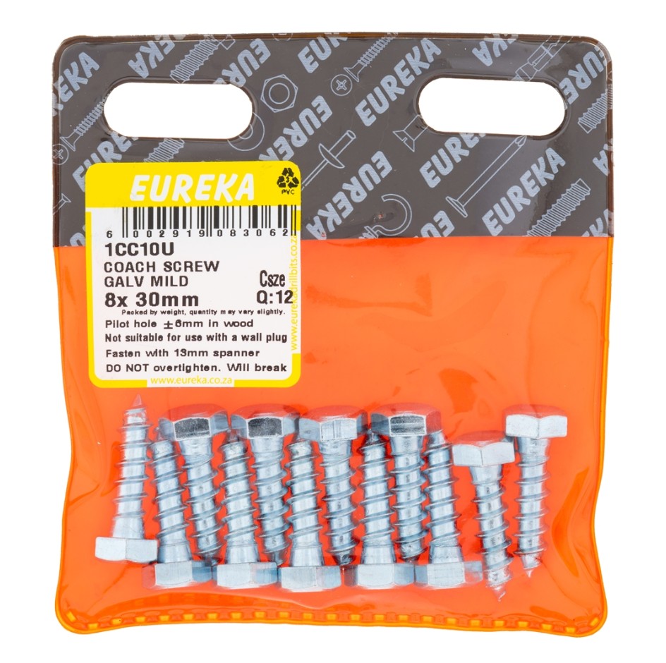 Coach screws, also known as lag screws, are heavy-duty fasteners designed for securing large, heavy objects to wood or masonry.They feature a hexagonal head for easy turning with a wrench or socket, and a thick, coarse threaded shank for strong holding power.Made from high-quality steel and galvanized for corrosion resistance, coach screws are ideal for outdoor applications such as fastening timber beams, posts, and heavy-duty hardware.