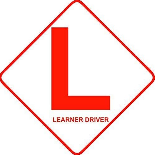 A crucial emblem sticker displaying the "L" for Learner Driver, ensuring clear visibility for safety purposes.