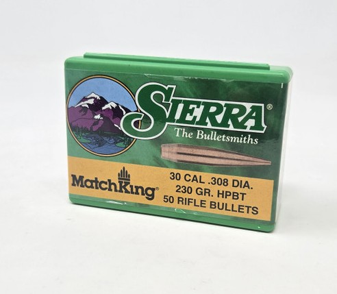 The Sierra MatchKing .30 cal 230 gr HPBT (#2251/#2251C) is a heavy, high-performance rifle bullet designed for extreme long-range target shooting and precision competition. Its hollow point boat tail (HPBT) design enhances aerodynamic efficiency, delivering a very high ballistic coefficient that helps maintain velocity, resist wind drift, and ensure stable flight over extended distances. Manufactured with Sierras strict quality control and uniformity standards, this bullet is favored by experienced reloaders and competitive shooters who require consistent accuracy and reliable performance at long range.