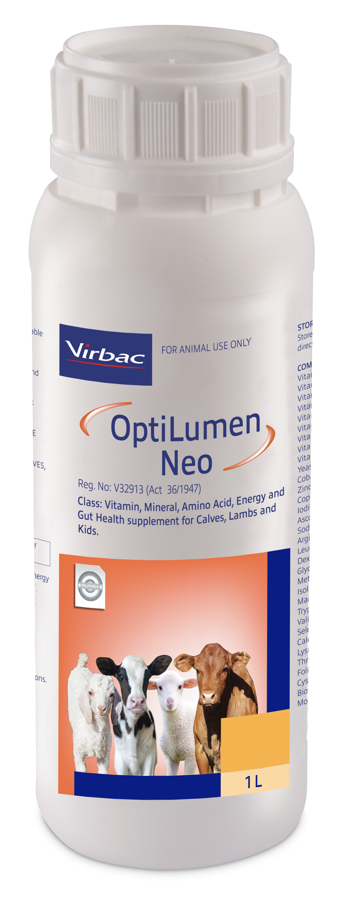 A highly concentrated liquid drench containing Energy, bio-available Vitamins, Amino Acids, Essential Trace Minerals and Gut Health. Enhancers formulated for calves, lambs and kids. OptiLumen Neo can be a valuable aid in promoting immunity and growth in ne