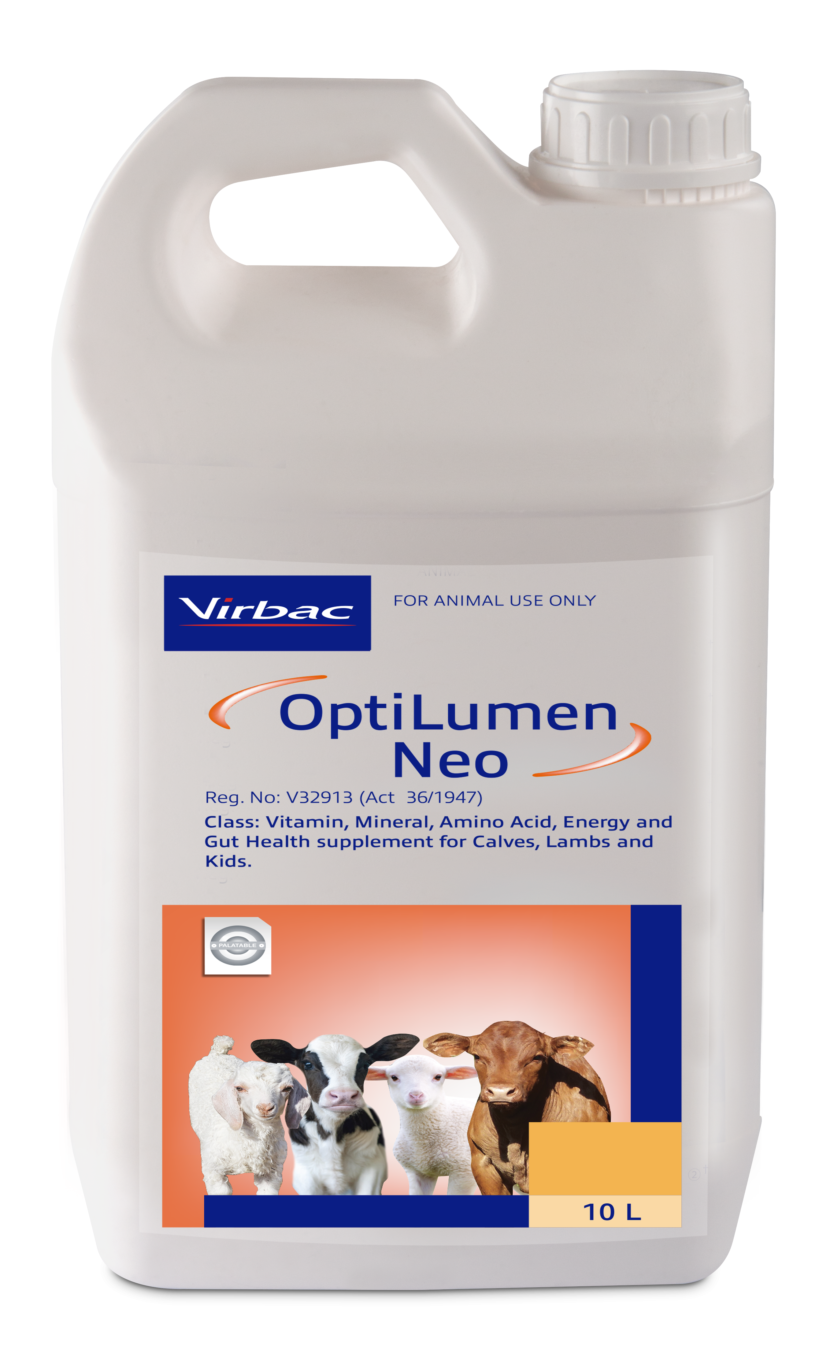 A highly concentrated liquid drench containing Energy, bio-available Vitamins, Amino Acids, Essential Trace Minerals and Gut Health. Enhancers formulated for calves, lambs and kids. OptiLumen Neo can be a valuable aid in promoting immunity and growth in ne