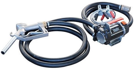 Portable unit for transferring of diesel. Self priming rotary vane pump with cast iron casing.