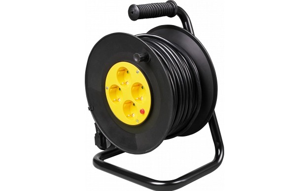 This durable steel reel is built to last and comes fitted with 2 standard 220V 3 pin earthed plugs, ensuring safe and reliable power distribution. Ideal for workshops, construction sites, and home use.