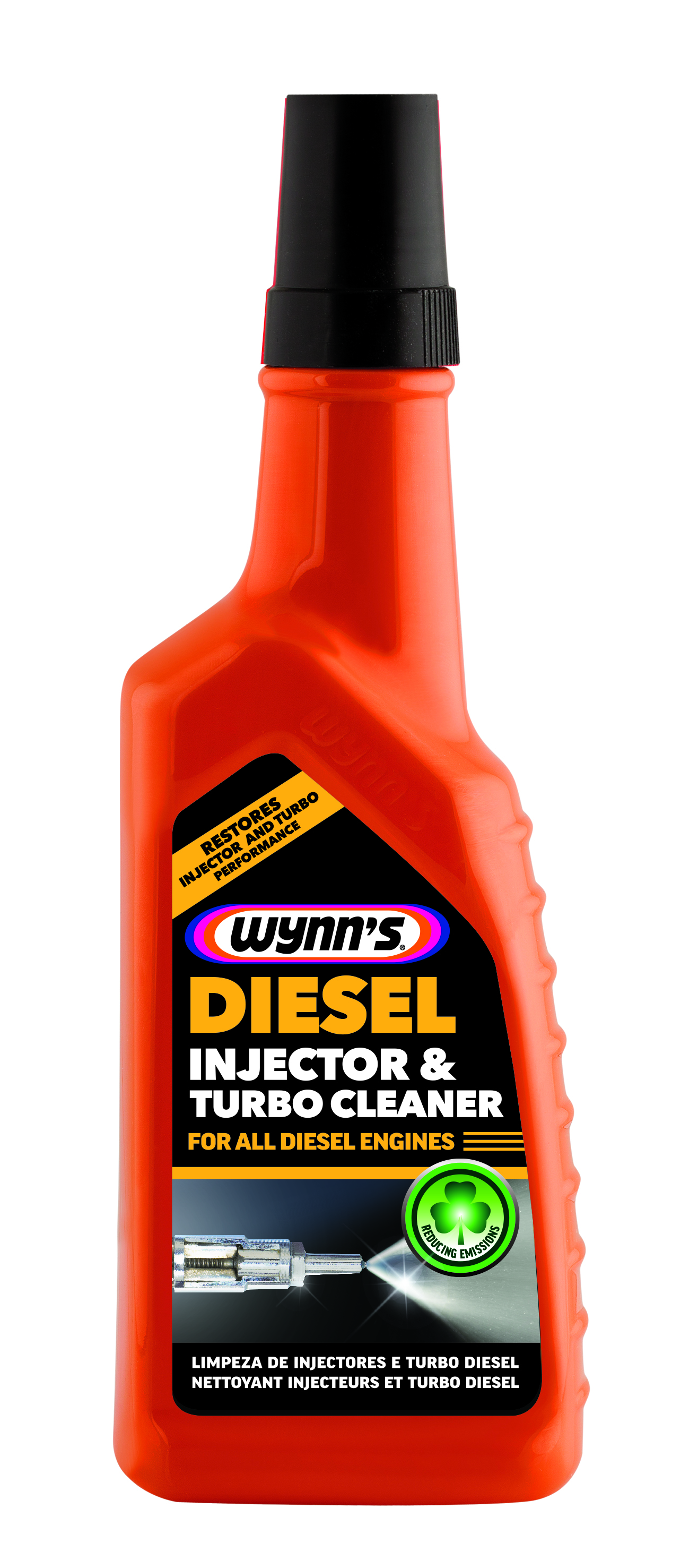 Diesel injector & turbo cleaner is specially formulated to dissolve and remove gums, resins and high temperature carbon deposits from injectors as well as reduce the temperature of soot incineration through cerium technology, removing all deposits on the exhaust side of the turbo, restoring optimal performance and fuel economy.
