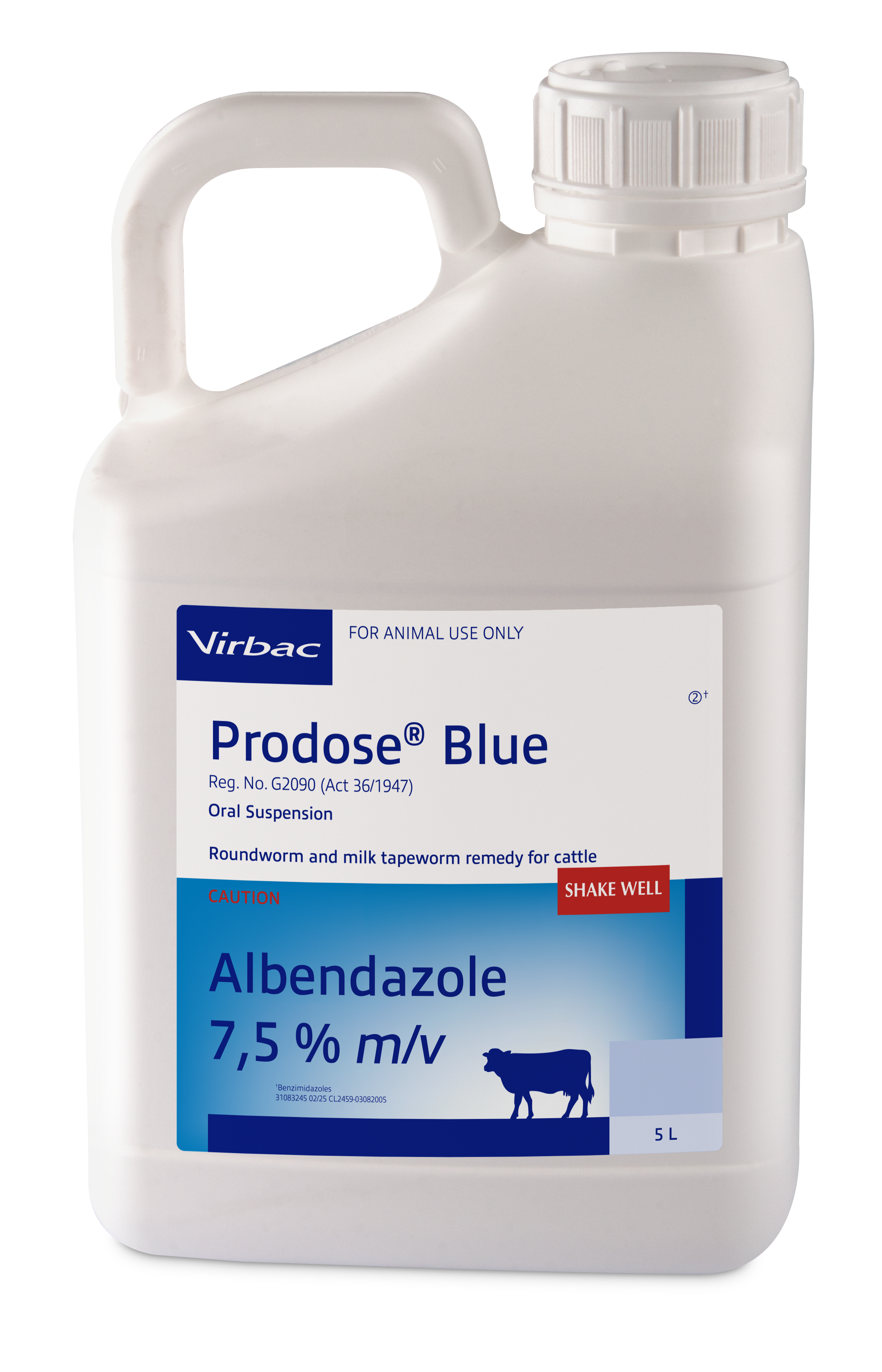 Roundworm and milk tapeworm remedy for cattle. COMPOSITION: Albendazole 7,5% m/v. COMPOSITION: Albendazole 7,5% m/v. Dosage: 1ml/10kg body mass. Roundworm and tapeworms: Milk tapeworm (Moniezia spp): Class 1. Ovicidal: Roundworm eggs present in the animal at the time of dosing are prevented from hatching.