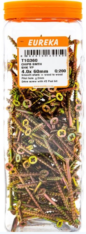 Perfect for doing general DIY work with chipboard and other softer types of woods. Require pilot holes, drilled 2mm smaller than the size of screw used. A Pozi screwdriver bit is required to drive the screws home.