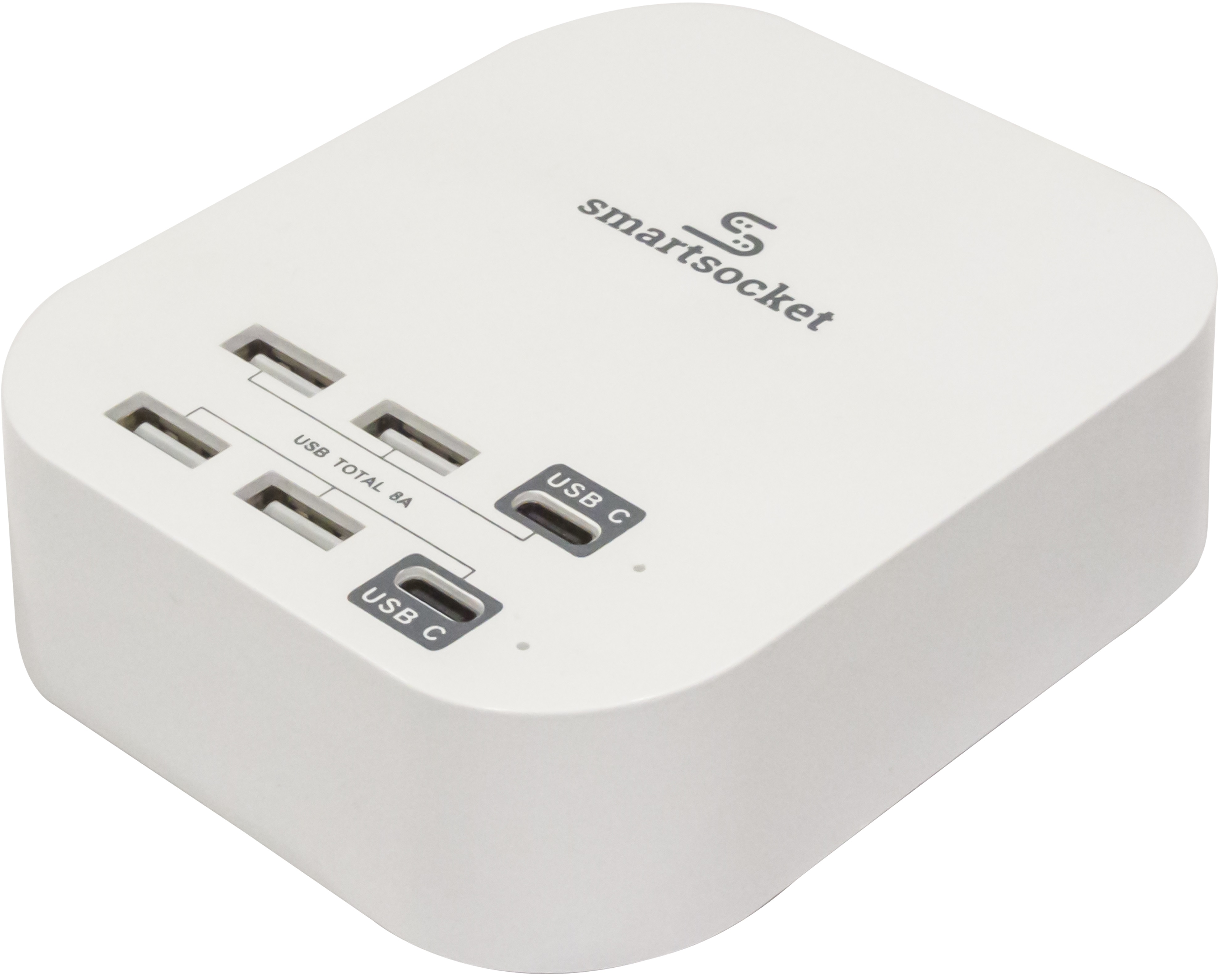 Compact desk top design, Advanced USB technology, 6 x USB ports including Type � C, 8 Amp total USB output, Non-slip rubber pads.