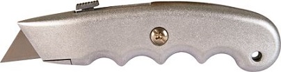 A standard duty utility knife with retractable blade for safety.