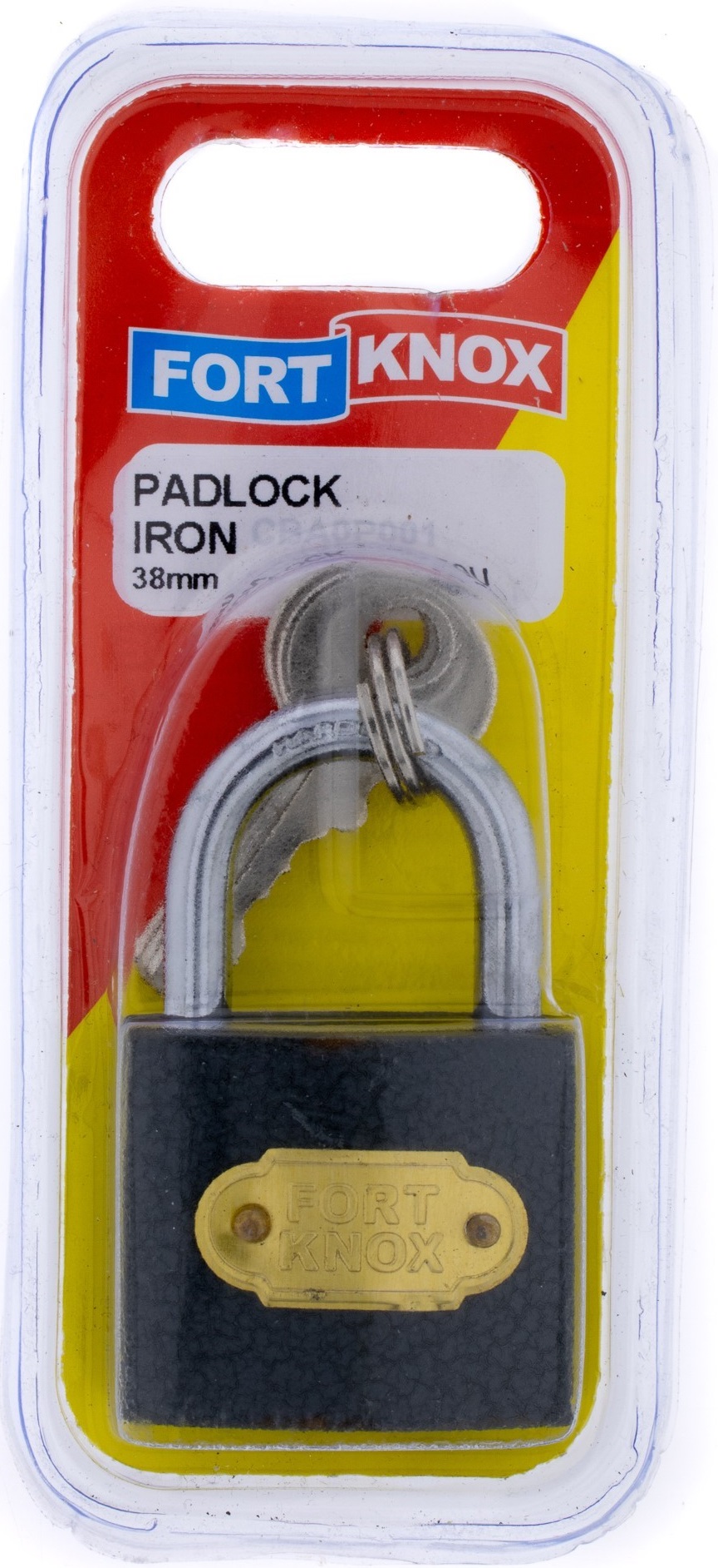 Iron padlock mainly for indoor use.