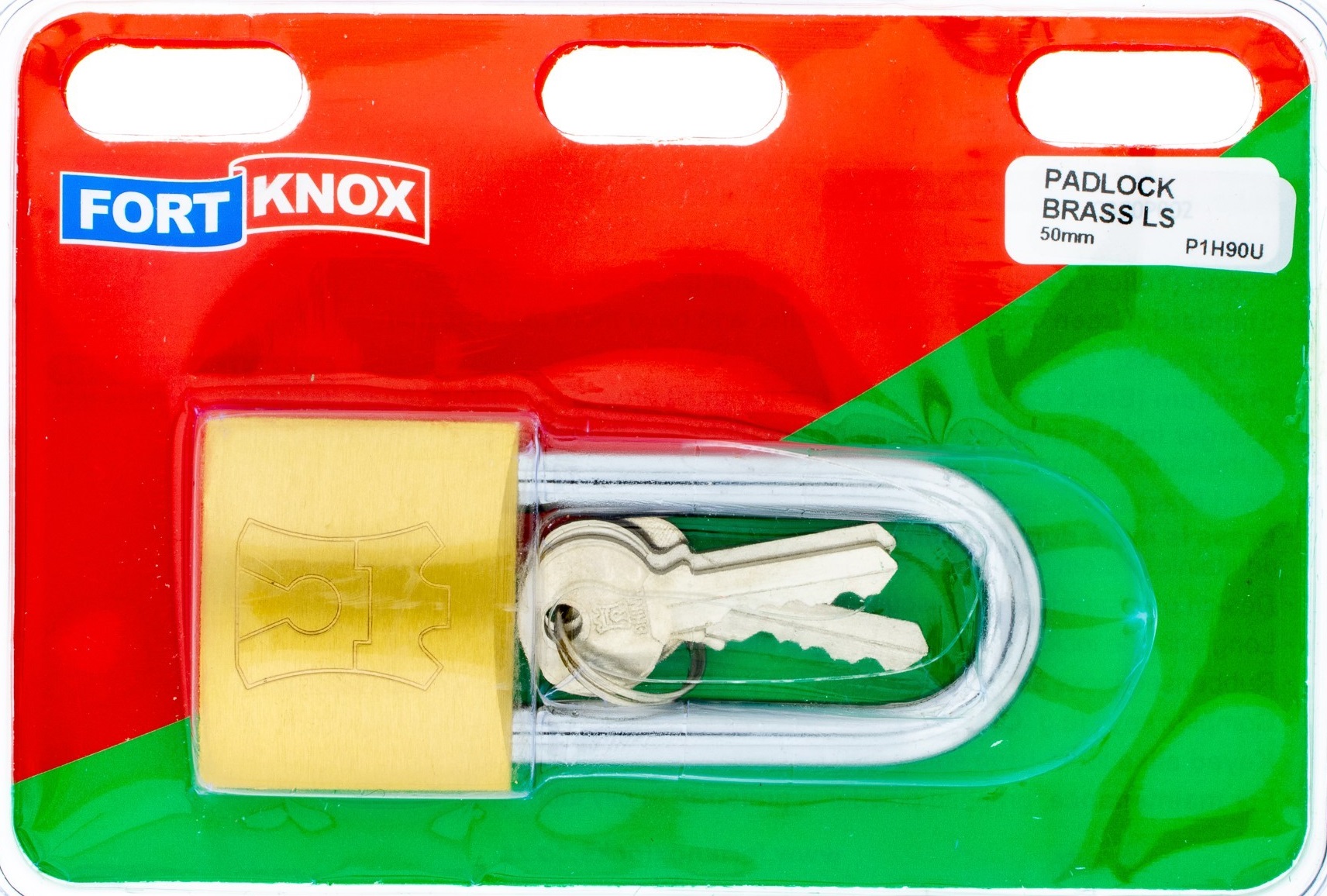 Long shackle brass padlock.