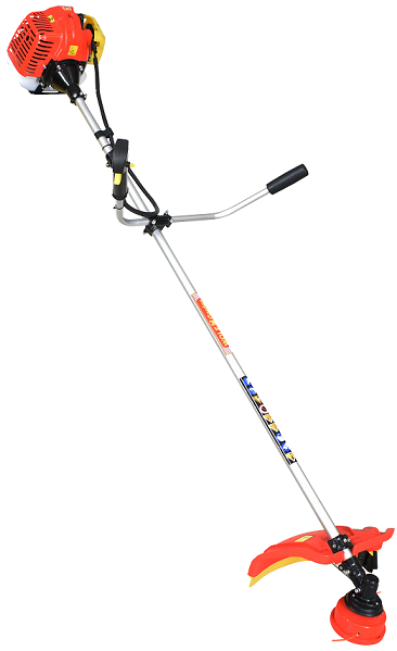Wolf petrol brushcutter. 43cc 2 Stroke. Bull handle. 26mm Shaft. Heavy duty guard. Includes HD harness. Nylon head and blade.