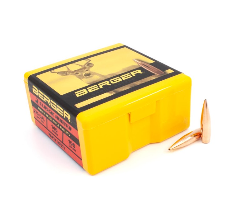 Berger Classic Hunter Rifle Bullets are built with an industry-leading hybrid ogive that combines tangent and secant designs to improve efficiency, reduce wind drift, and decrease sensitivity to seating depth. Designed for reliable magazine feeding, these bullets easily conform to SAAMI dimensions during reloading, making them well suited for factory rifle applications where quick follow-up shots are important. They feature a thinner J4 Precision Jacket that promotes rapid expansion on game animals. Upon impact, the bullet is engineered to penetrate approximately 2�3 inches into the vital area before expanding, creating a large wound cavity of up to 15 inches. This design maximizes organ and tissue damage while generating significant hydrostatic shock, contributing to a fast and ethical harvest.
