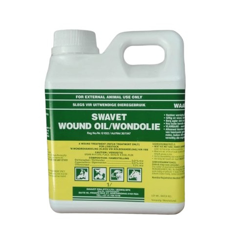SWAVET Wound Oil is a specially formulated livestock care product designed for the effective treatment of wounds in animals, supporting healing and overall animal well-being. It contains active ingredients such as Dichlorophen, Cypermethrin, and Chlorocresol, which work together to help disinfect wounds, control parasites, and promote the natural healing process. The product is intended for external patch treatment only and should be applied carefully after thoroughly cleaning the affected area, using a brush or gloved hand to spread a thin, even layer over the wound. Applications may be repeated every 2�3 days or as needed until healing is complete, while maintaining proper hygiene and avoiding direct contact with the formulation. By providing targeted action at the site of injury, SWAVET Wound Oil helps support faster recovery and contributes to the overall health and comfort of livestock.