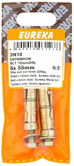 Expansion Bolt Eureka OD12 6x55mm 3N10 Q2