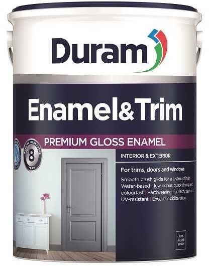 Premium Gloss Enamel, with a 8-year quality guarantee. For trims, doors and windows, smooth brush glide for a lustrous finish, water based, low odour, low VOC, quick drying and colourfast. Hardwearing, scratch, stain and UV resistant. Excellent obliteration, semi gloss finish, available in classic standard colours and can be tinted.