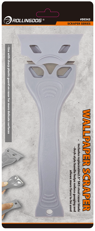 3-in-1 Scraper. Includes replaceable 2.5� SK5 steel razor blade. Arch style handle helps reduce gouging and allows more force to be used. Use with sharp plastic guard on razor for more delicate surfaces.